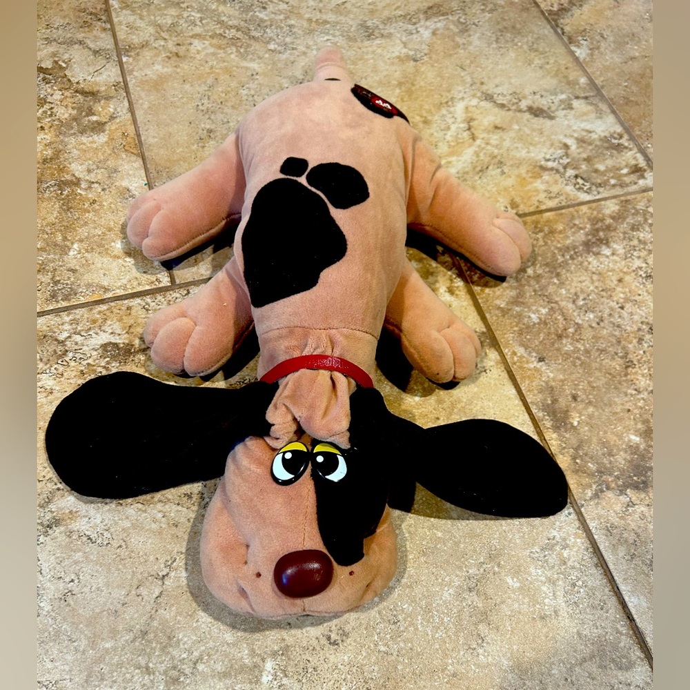Vintage 1985 Tonka Pound Puppies 18" Tan Brown Spotted Dog & Collar Plush Stuffe